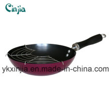 Ustensiles de cuisine 24cm Acier au carbone Wok chinois avec étagère en fer